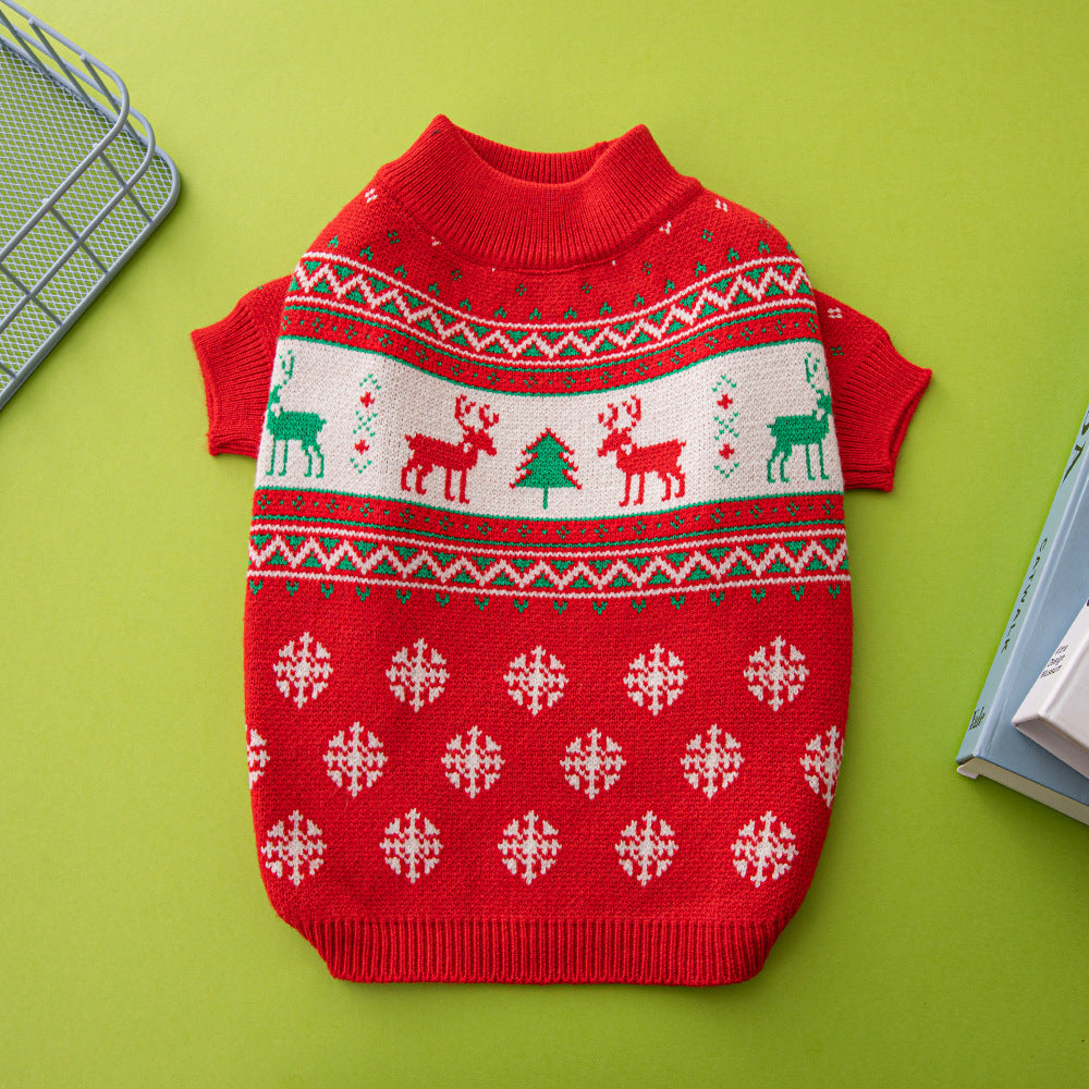 Christmas Tree Elk Dog Sweater Knitted Wool Pet Dog Apparel Elk / L christmas