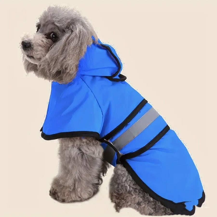 Reflective Dog Raincoat Poncho: Waterproof Coats for Large Dogs - Blue / L - Accessories
