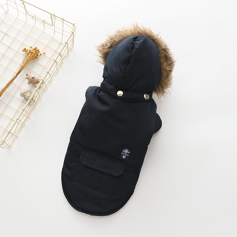 Hooded Cotton Dog Coat | Warm Winter Apparel for Small Dogs - Black / 2XL - Coats & Dog Vests