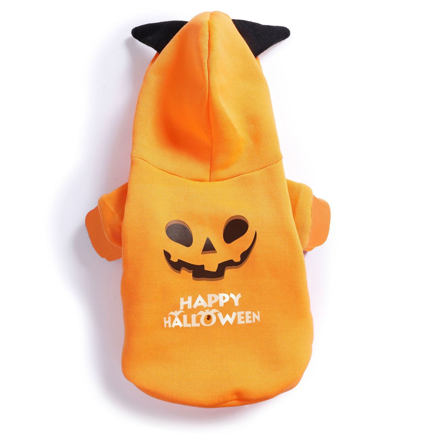 Halloween Pumpkin Dog Sweater: Cozy Flannel Hoodie in Black And Yellow Yellow / L Accessories