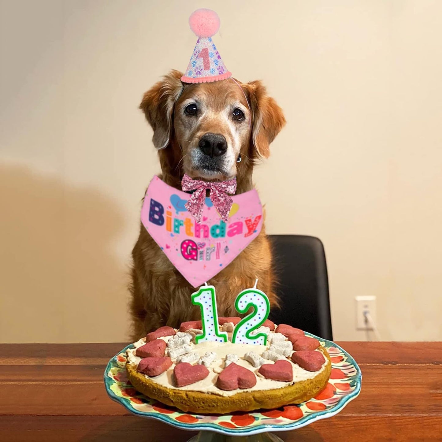 Deluxe Dog Birthday Party Set: Customizable Dog Hat Bandana And Bow Tie for Dog’s Birthdays birthday