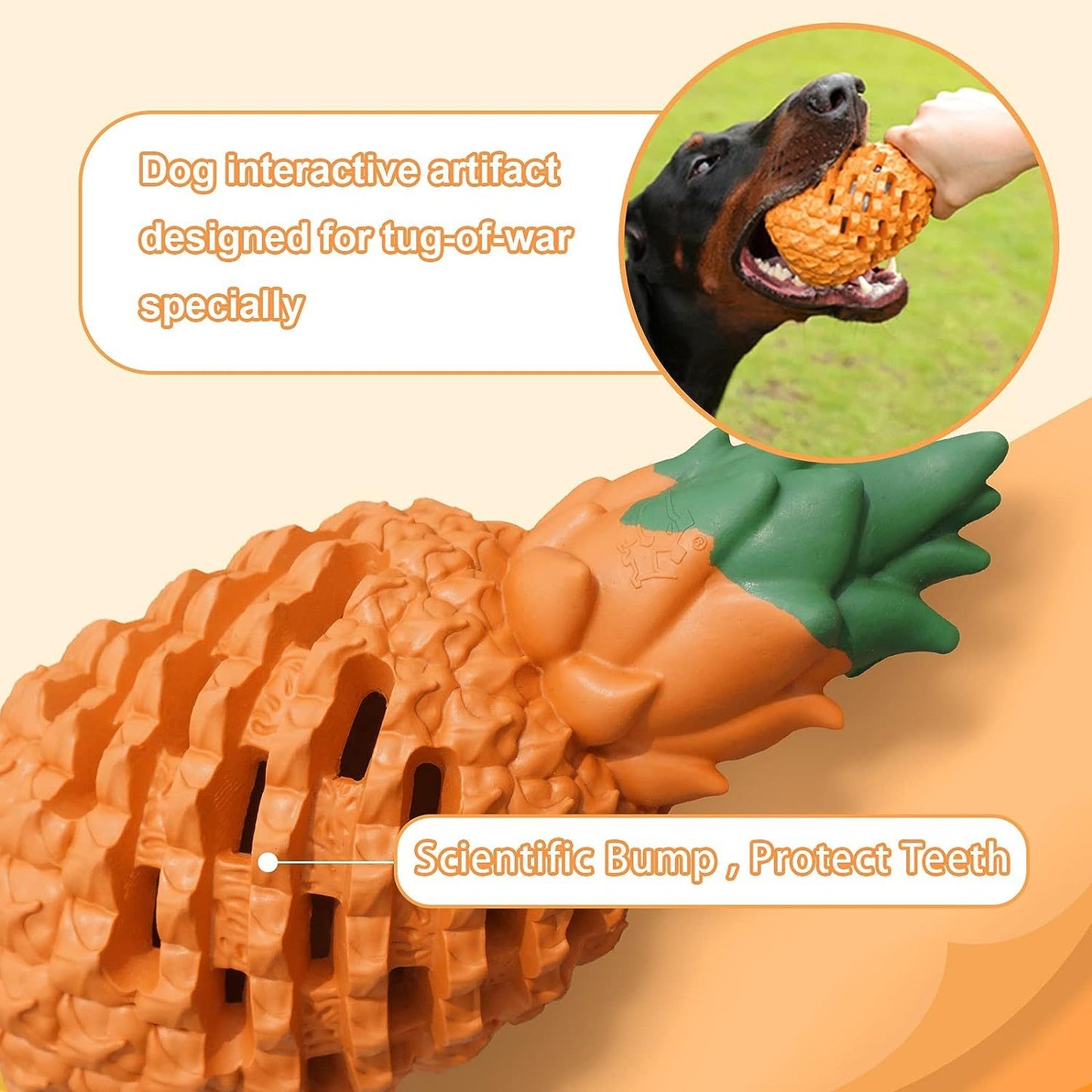 Indestructible Pineapple Dog Chew Toy | Natural Rubber Treat Dispenser for Dogs toys