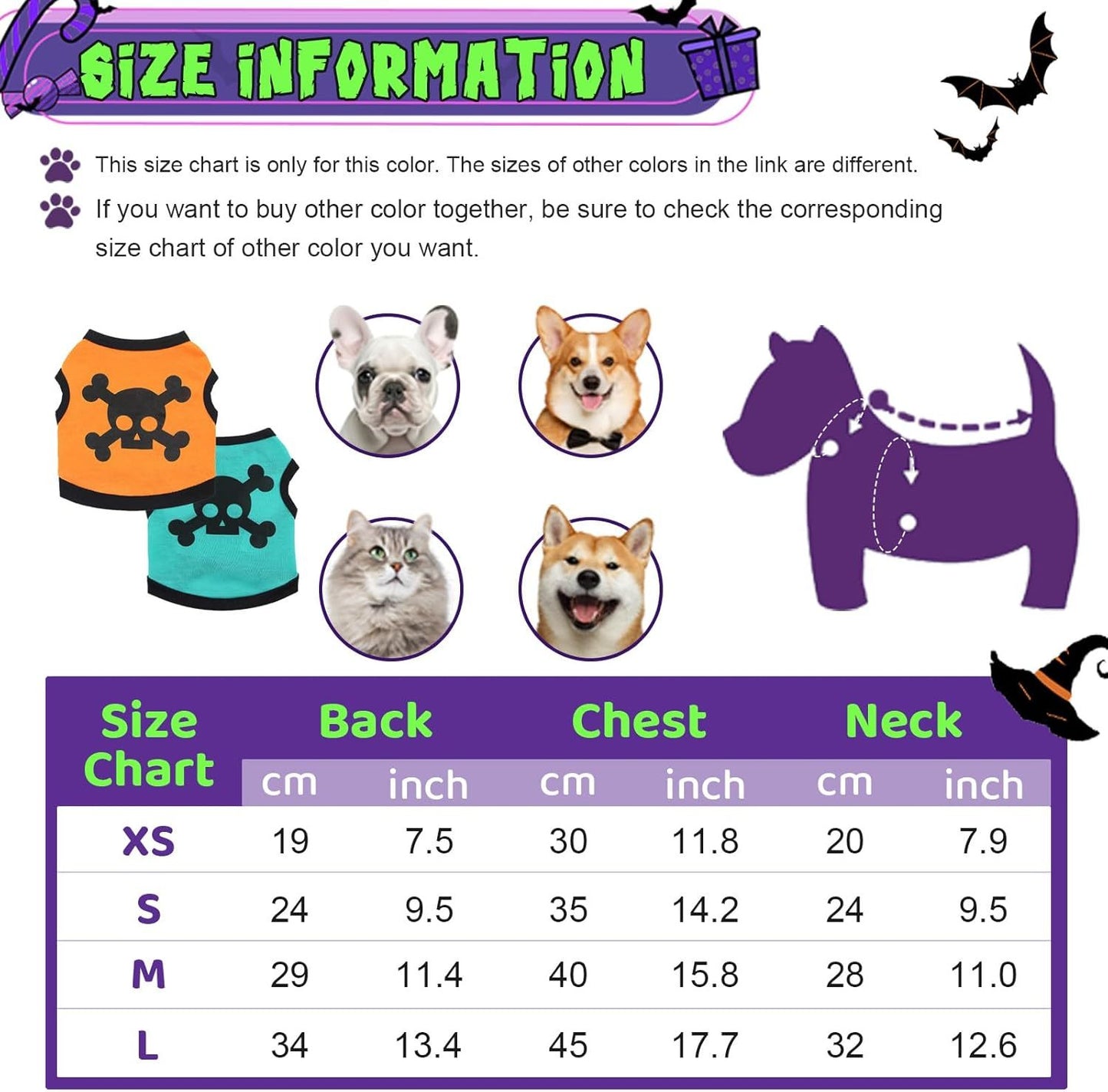 Skull And Bones Halloween Dog Costume| Stretchy Halloween Vest for Dogs costumes