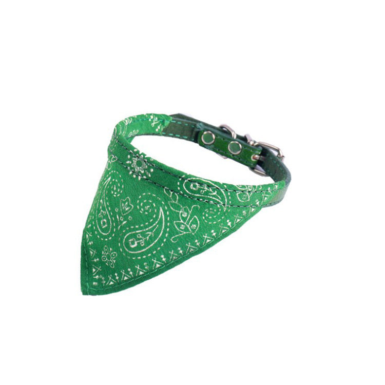 Colorful Dog Bandana: Dog PU Leather Triangle Scarf Olive Green / PU triangle scarf Accessories