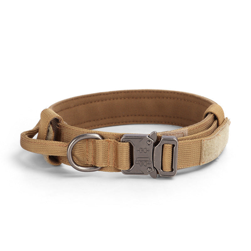 Adjustable Tactical Dog Collar with Quick Release Buckle | Nylon Collar for Training Dogs Brown / L Dog Collars &