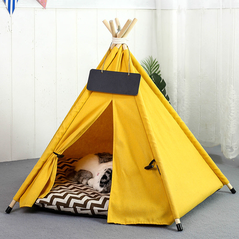 Portable And Washable Dog Teepee Tent | Indoor Dog House with Cushion beds