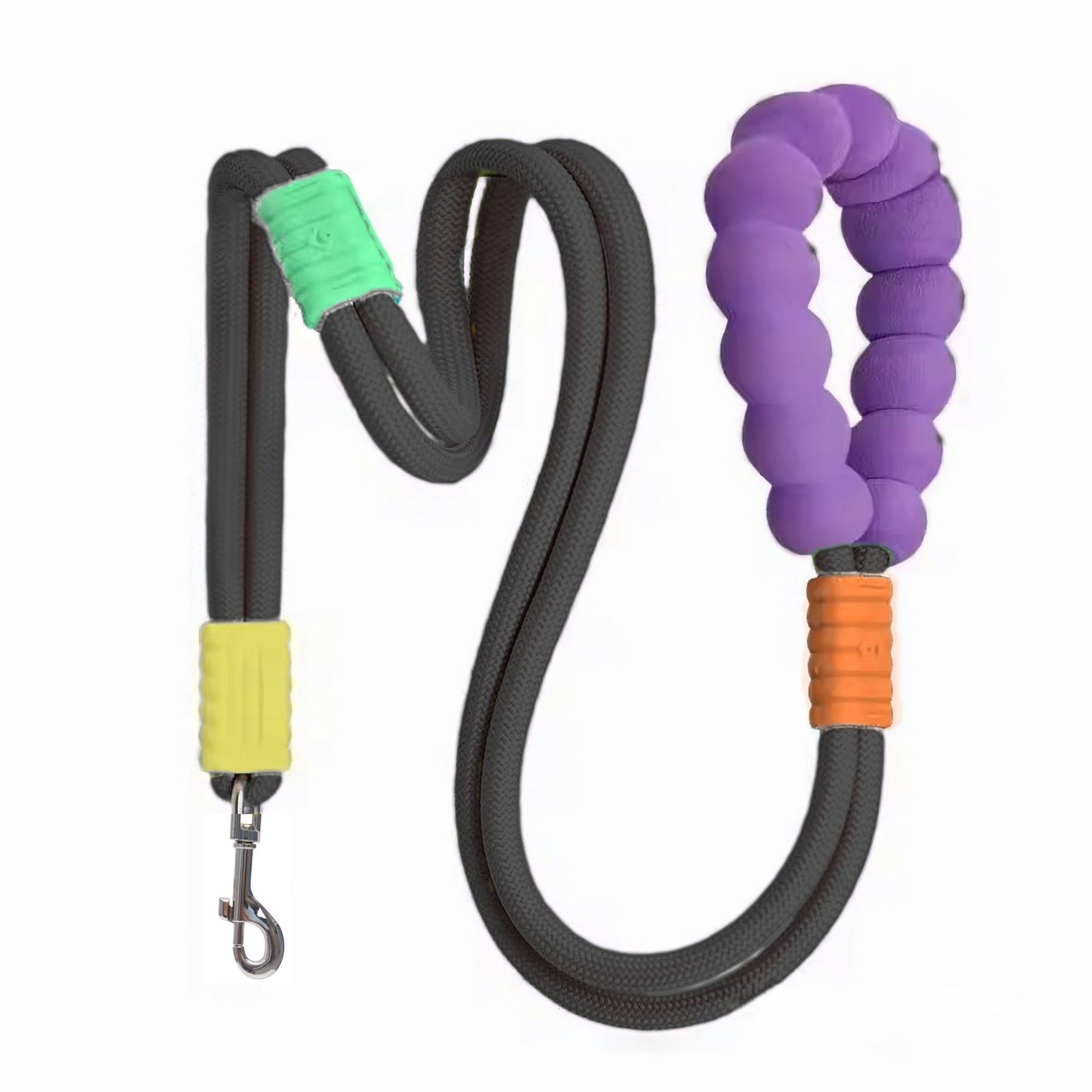 Nylon Dog Leash with Comfortable Foam Handle | Anti-Slip Dog Traction Rope - Black - leash