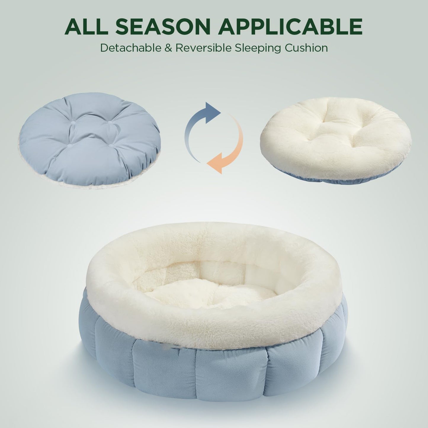 Washable Donut Dog Bed For Dogs | Calming Plush Cushion for Dogs beds