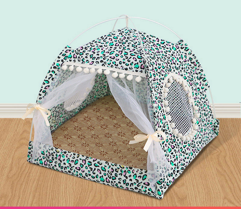 4 Season Dog Tent And Bed | Versatile Dog House with Removable Cushion Green / L beds