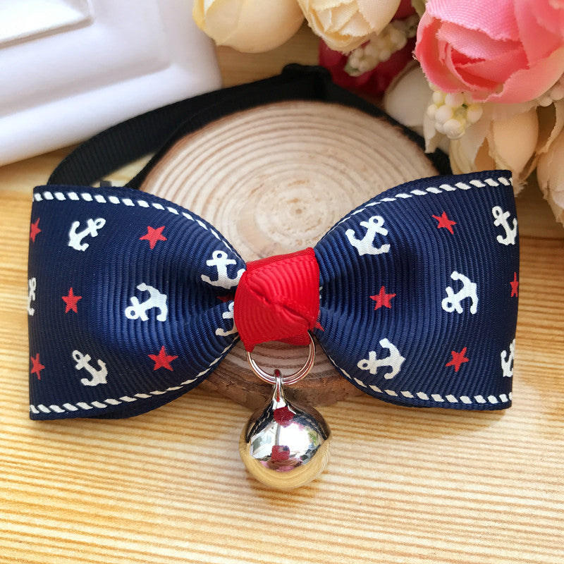 Adjustable Dog Bell Bow Tie Collar | Teddy Dog Polyester Accessory Blue / 10to25cm bow