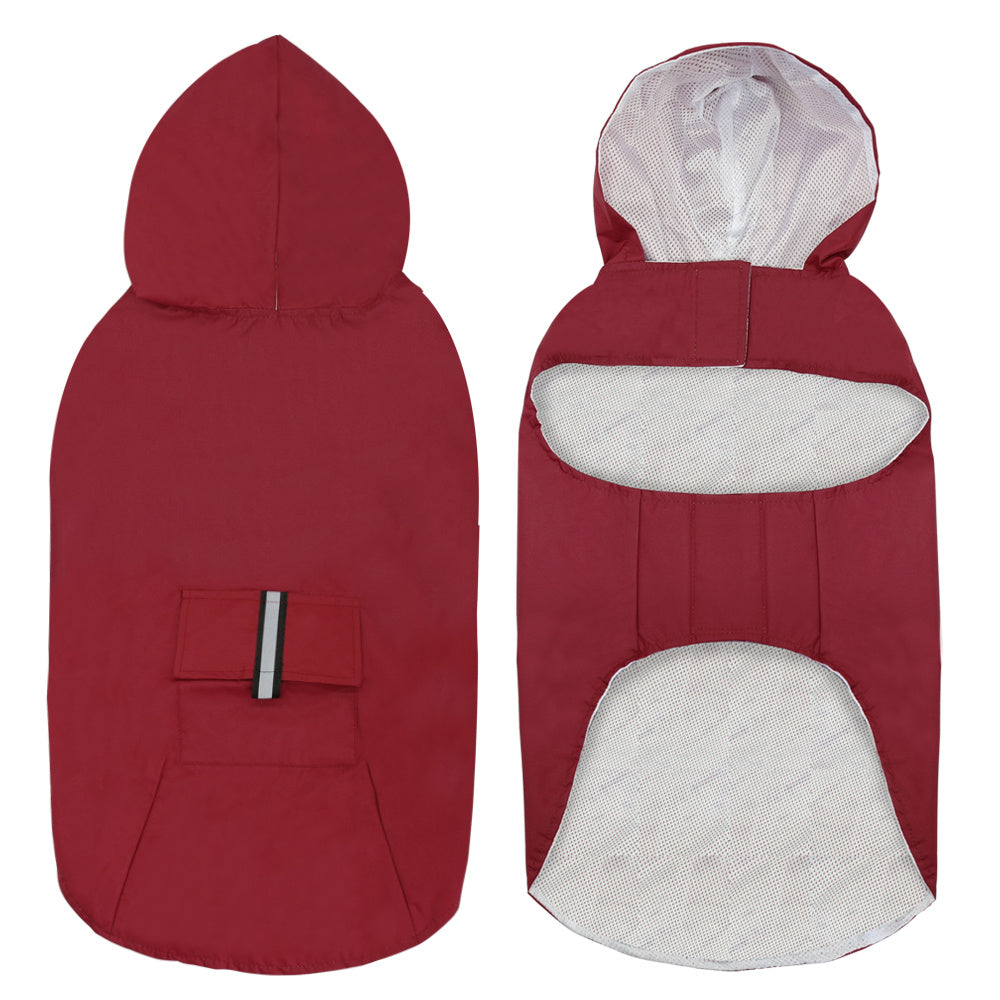Waterproof Raincoat for Large Dogs | Breathable Mesh Dog Coats - Red / 5XL - outdoor