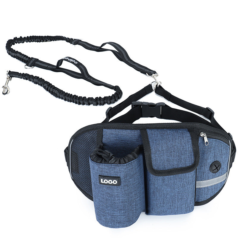 Hands Free Dog Training Leash And Waist Bag Set | Outdoor Pouch for Training With Dogs Blue set leash