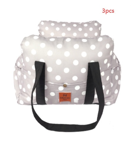 Dog Travel Car Booster Seat | Dog Safety Bed with Removable Cushion - Polka dot grey / 3PCS - travel