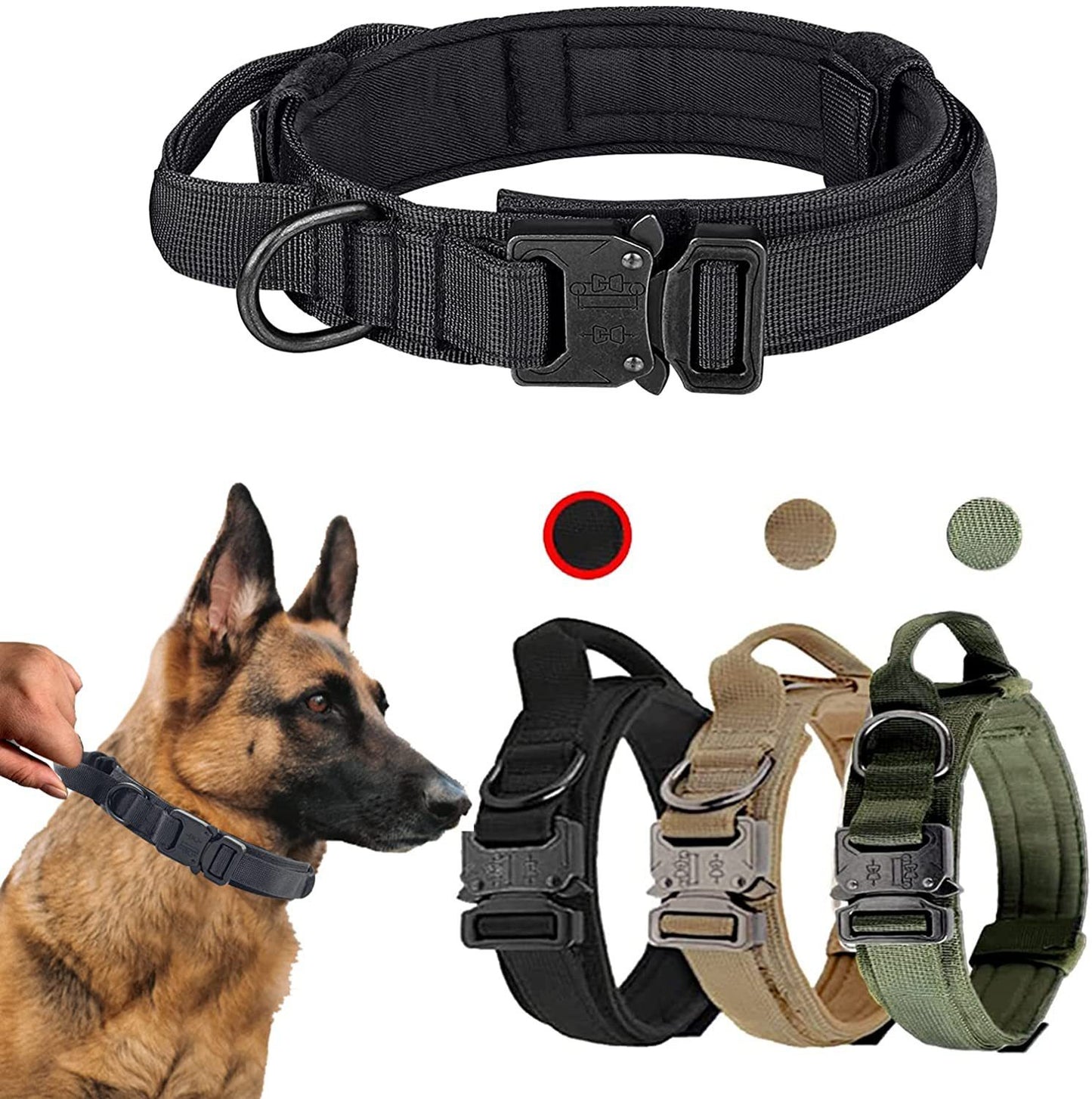 Adjustable Tactical Dog Collar And Leash Set | Designed for Walks and Dog Training - Coats & Dog Vests