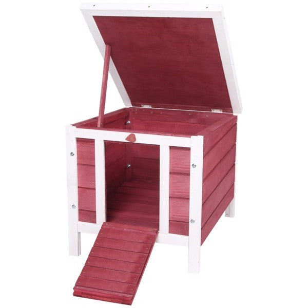 Solid Fir Wood Dog House | Outdoor Dog Kennel with Waterproof Roof Red house