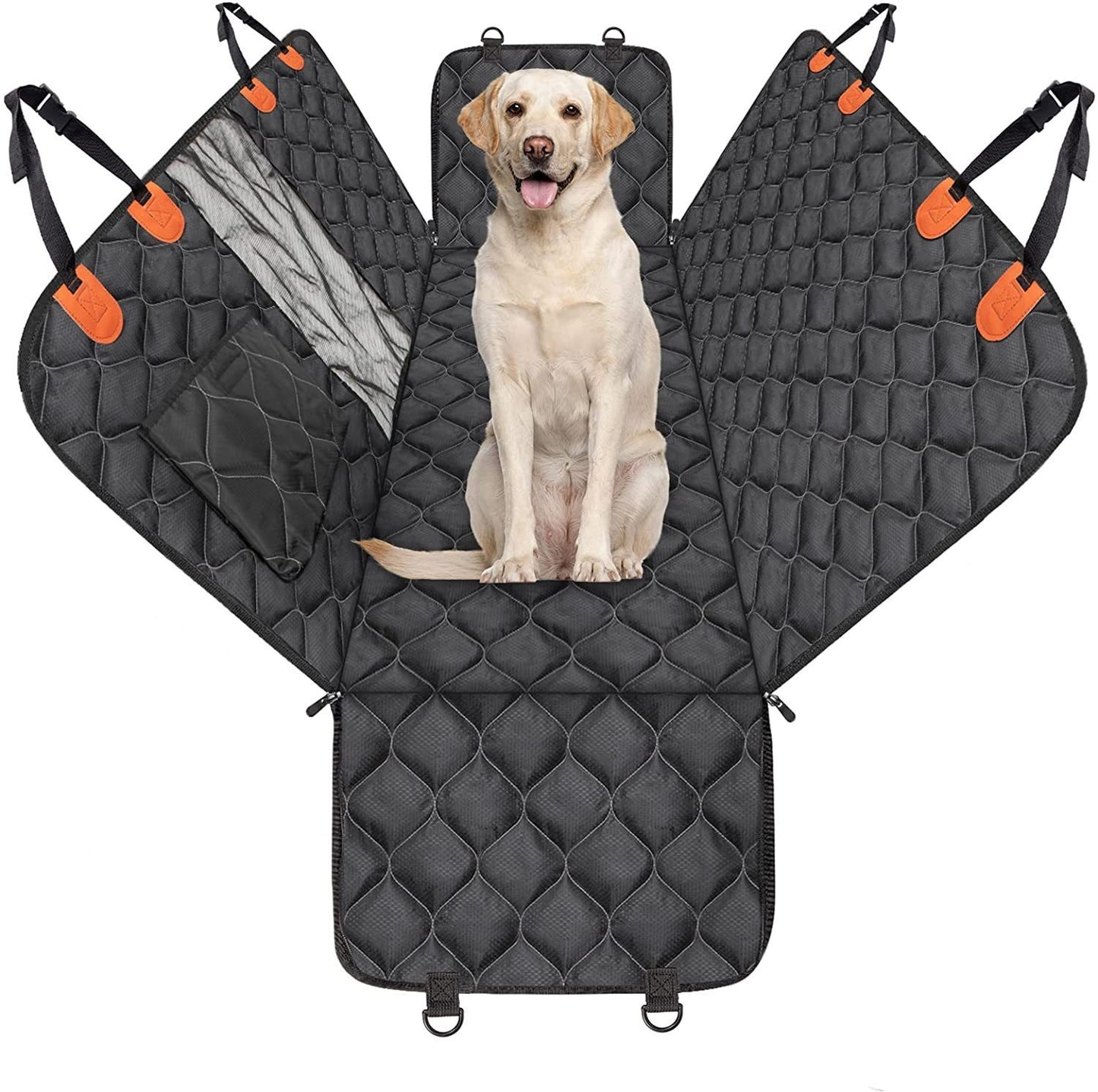 Multi Function Pet Car Dog Seat Cover | Waterproof Dog Travel Hammock Trunk Protector KC12 Round Lingge Luxury Open