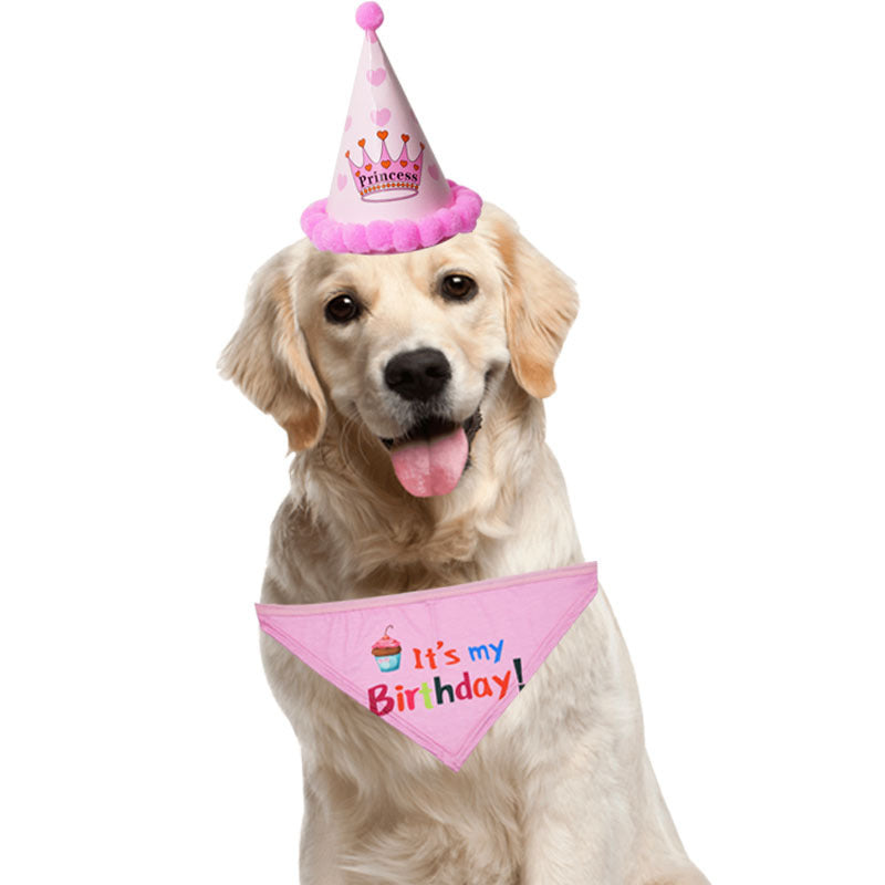 Creative Dog Birthday Hat Birthday Party Hat Printing Pet Triangular Birthday Scarf birthday