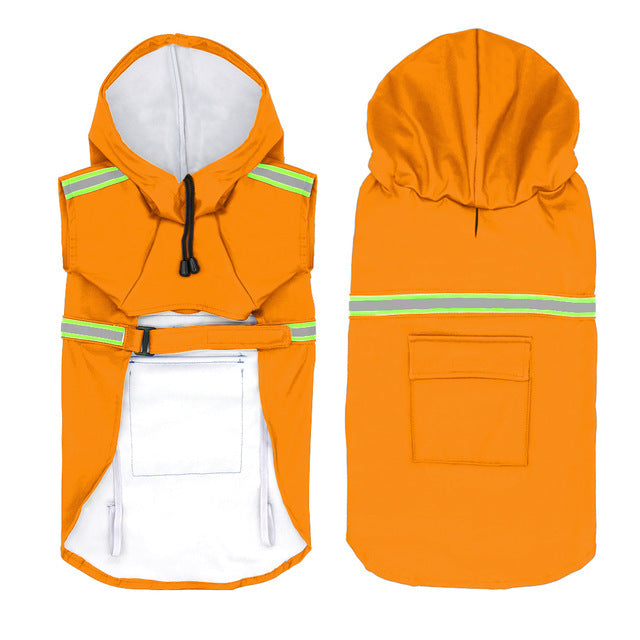 Waterproof Dog Raincoat: Reflective PU Dog Rain Jacket with Pockets - orange / 2XL - Accessories
