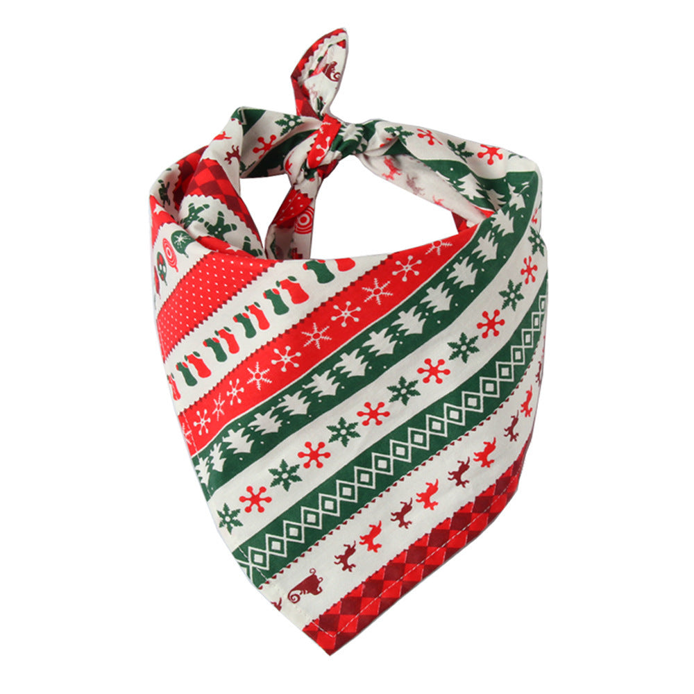 Dog Saliva Towel: Cotton Christmas Dog Bib Bandana And Scarf Christmas Stripes / One size Accessories