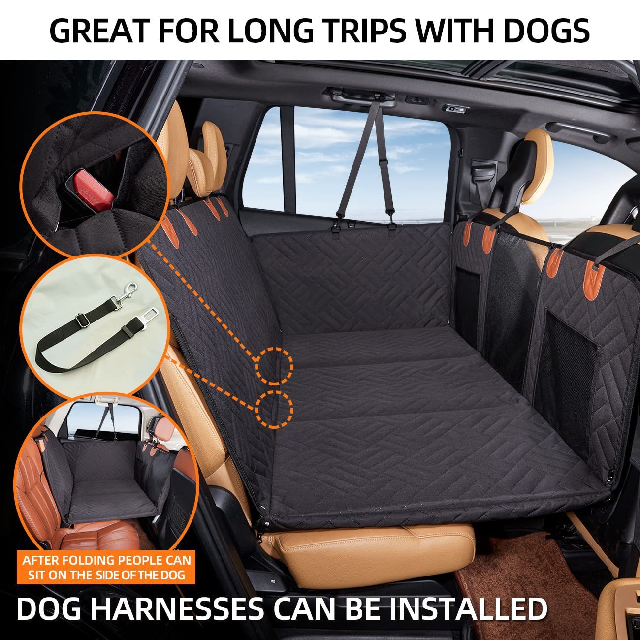 Durable Dog Car Seat Hammock | Vehicle-Mounted Dog Travel Mat - travel