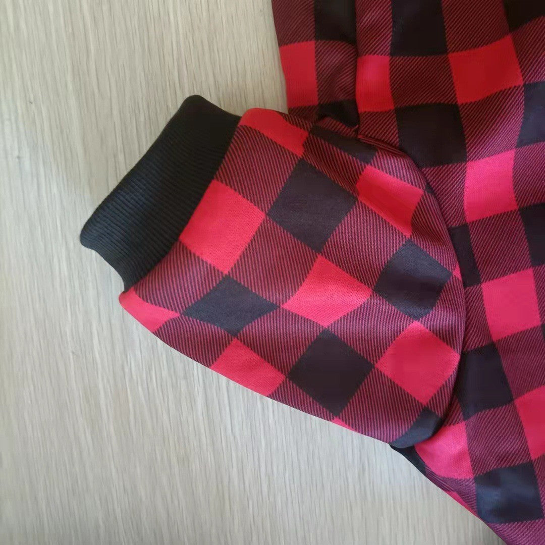 Thickened Christmas Dog Sweatshirt Red and Black Plaid Pet Apparel christmas
