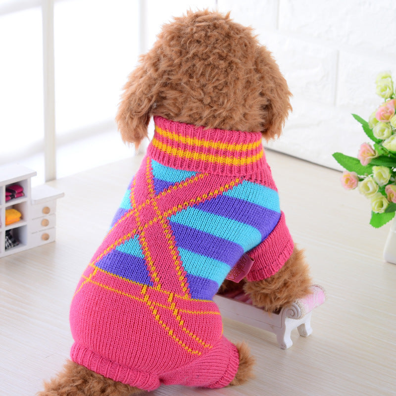 Warm Wool Knitted Dog Sweater | Four Legged Casual Dog Jumper Pink / Strap / L Accessories