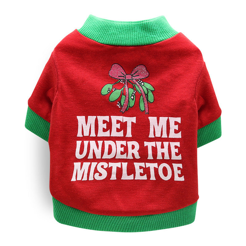 Casual Christmas Pet Dog T shirt Cotton Holiday Dog Apparel 4 style / L christmas
