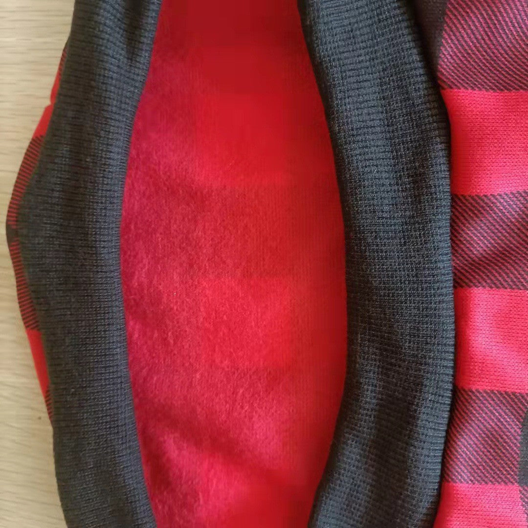 Thickened Christmas Dog Sweatshirt Red and Black Plaid Pet Apparel christmas