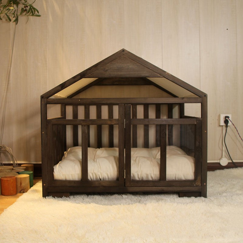 Wooden Dog House | Modern All Season Dog Kennel with Removable Cushion house
