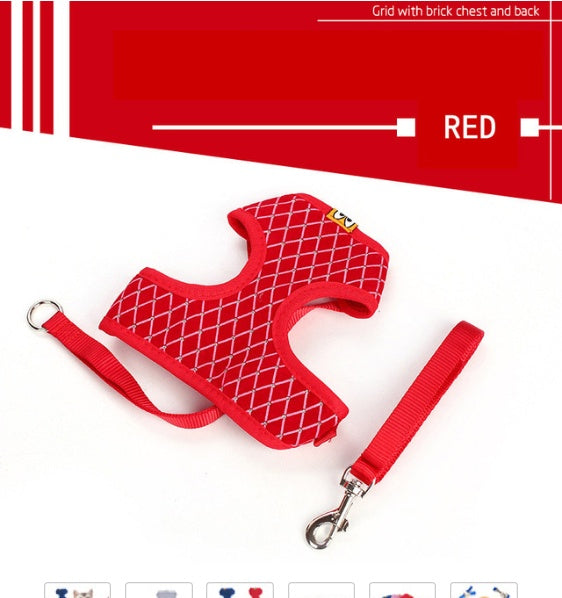Adjustable Mesh Dog Harness And Leash Set: Padded And Breathable Dog Vest - Red / L - Accessories