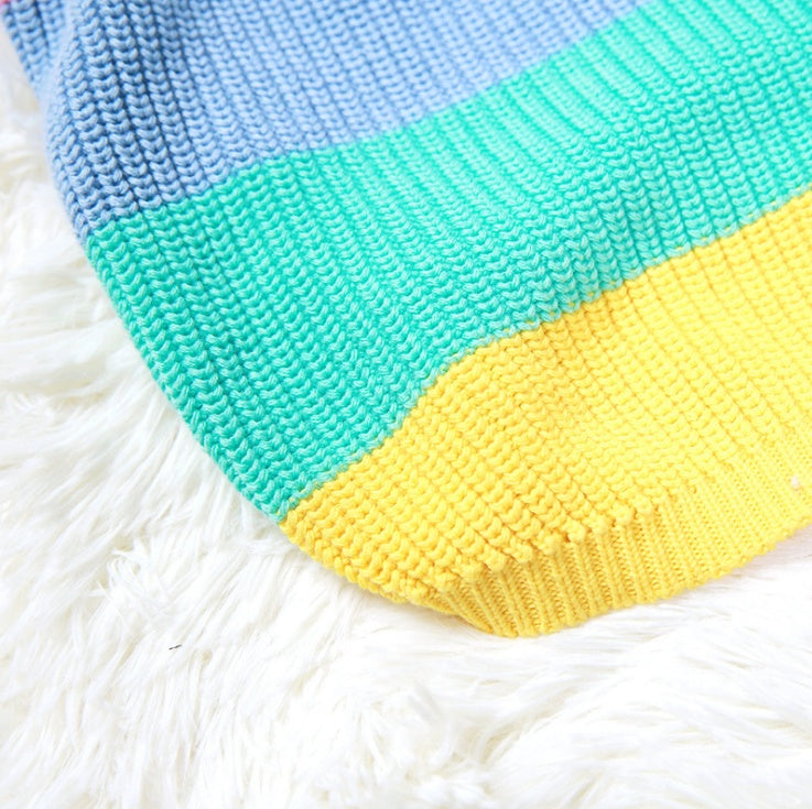 Rainbow Knit Dog Sweater: Warm Wool Pullover for Small to Large Dog Breeds Accessories