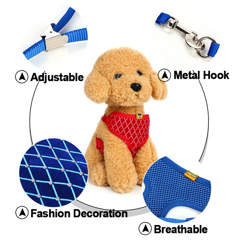 Adjustable Mesh Dog Harness And Leash Set: Padded And Breathable Dog Vest - Accessories