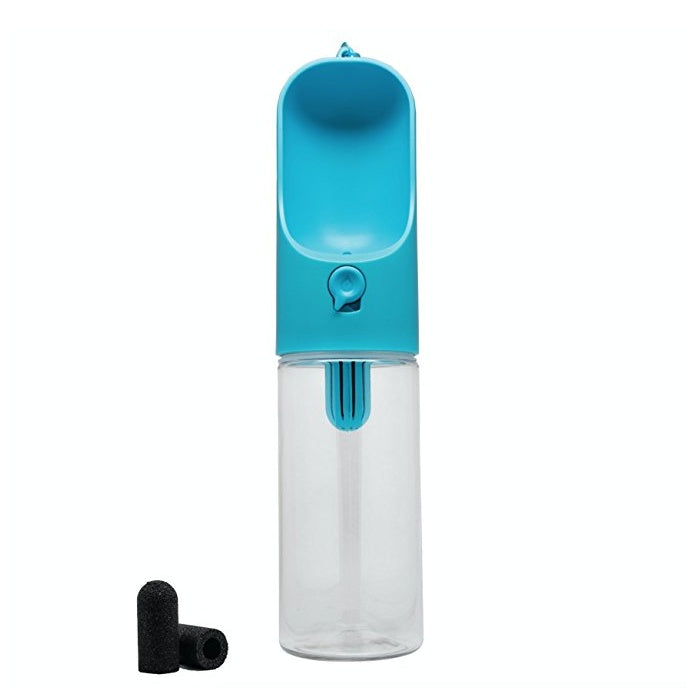 Portable Dog Travel Water Bottle | 400ml Outdoor Dog Drinking Fountain - Blue - travel