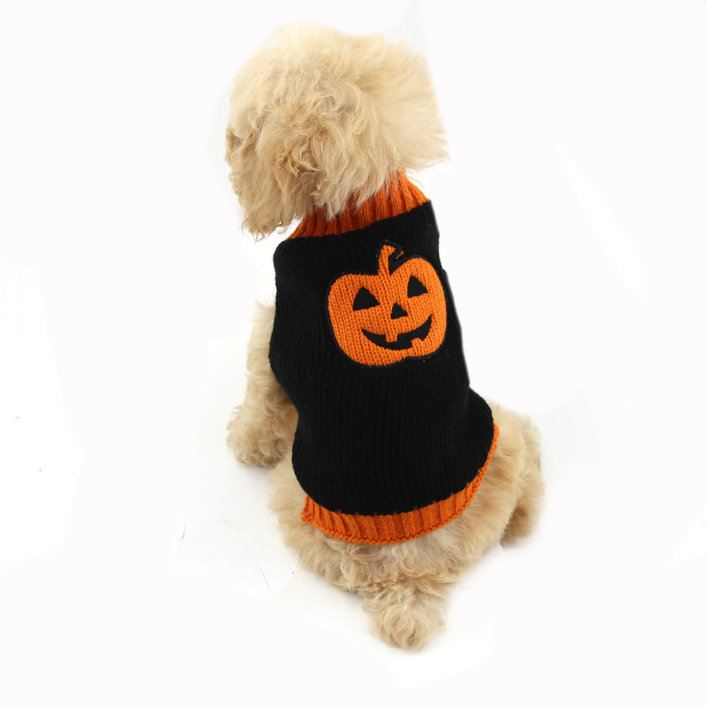 Pet Halloween Dog Knitted Pumpkin Sweater: Acrylic Dog Halloween Costume Accessories