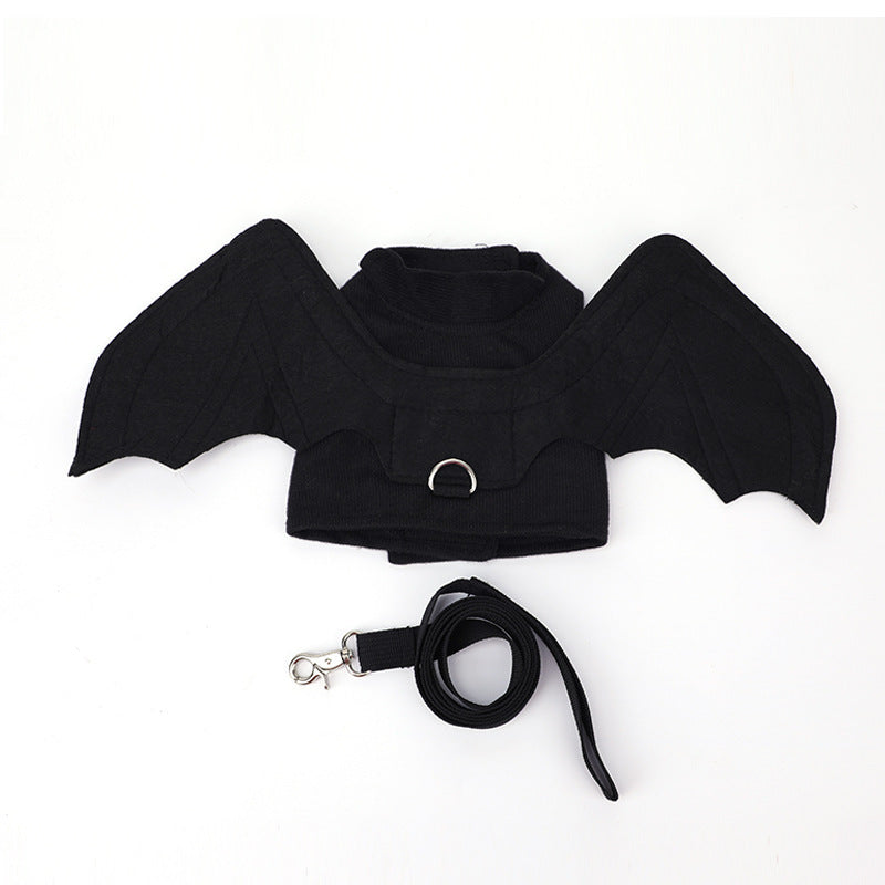 Dog Halloween Wings: Black Bat Costume with Optional Leash For Dogs Suit / L Accessories