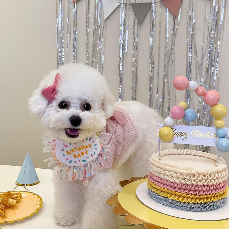 Dog Birthday Party Bib And Hat Set Japanese And Korean Style Triangle Scarf birthday