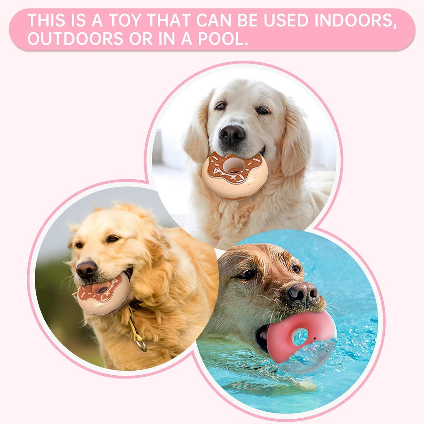 Durable Donut Dog Toy TPR Chewy And Squeaky Interactive Toy for Aggressive Chewers birthday