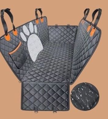 3-in-1 Waterproof Dog Car Seat Cover | Machine Washable Travel Mat for Dogs - Black / 137x149cm - travel