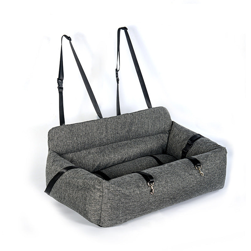 Removable Canvas Dog Travel Car Seat Pad | Durable Pet Bed & Kennel Cover - Grey / 85x50x30cm - travel