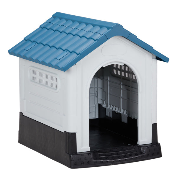 33 Inch Pointed House Type Cat And Dog House Blue white beds