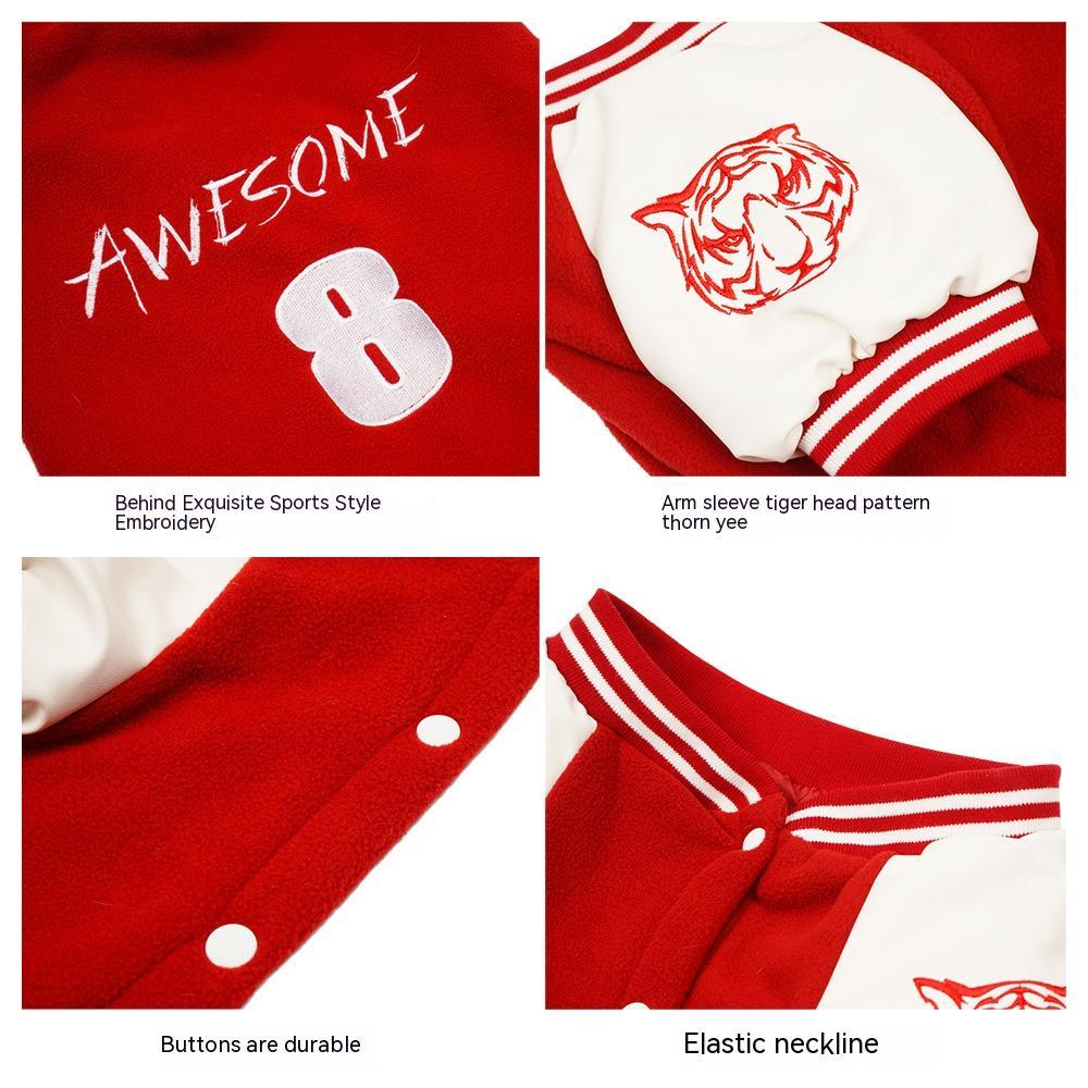 Baseball Style Dog Sweater: Red And Black Polar Fleece for Medium to Large Dogs Accessories