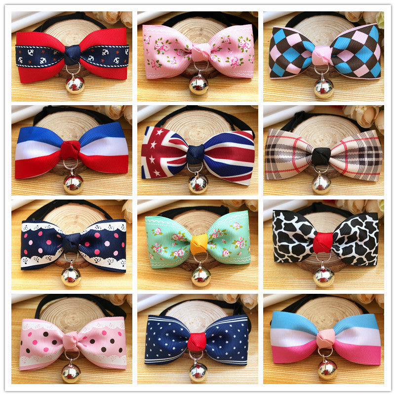 Adjustable Dog Bell Bow Tie Collar | Teddy Dog Polyester Accessory bow