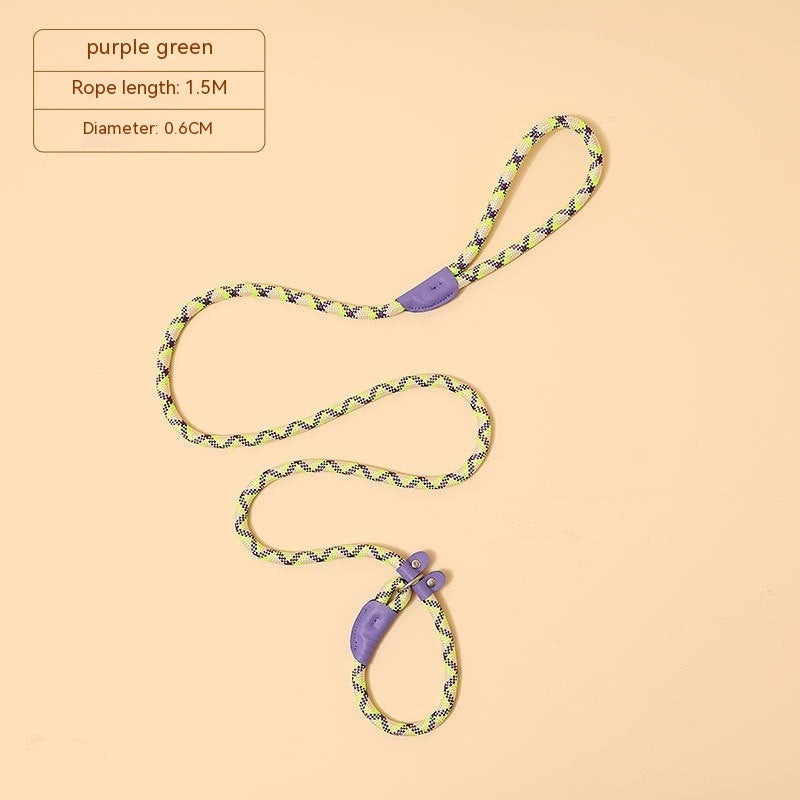 Vibrant Nylon Dog Leash | Durable Dog Lead with Multiple Colors - Purple Green / 1.5m×0.6cm - Dog Collars & Leashes