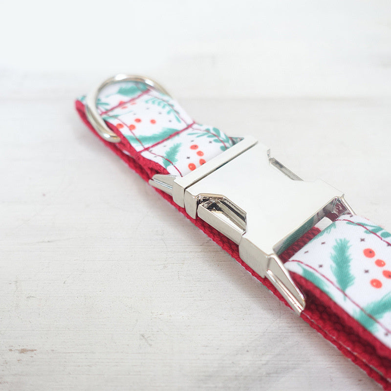 Christmas Leaf Dog Collar Adjustable Polyester Dog Accessory christmas