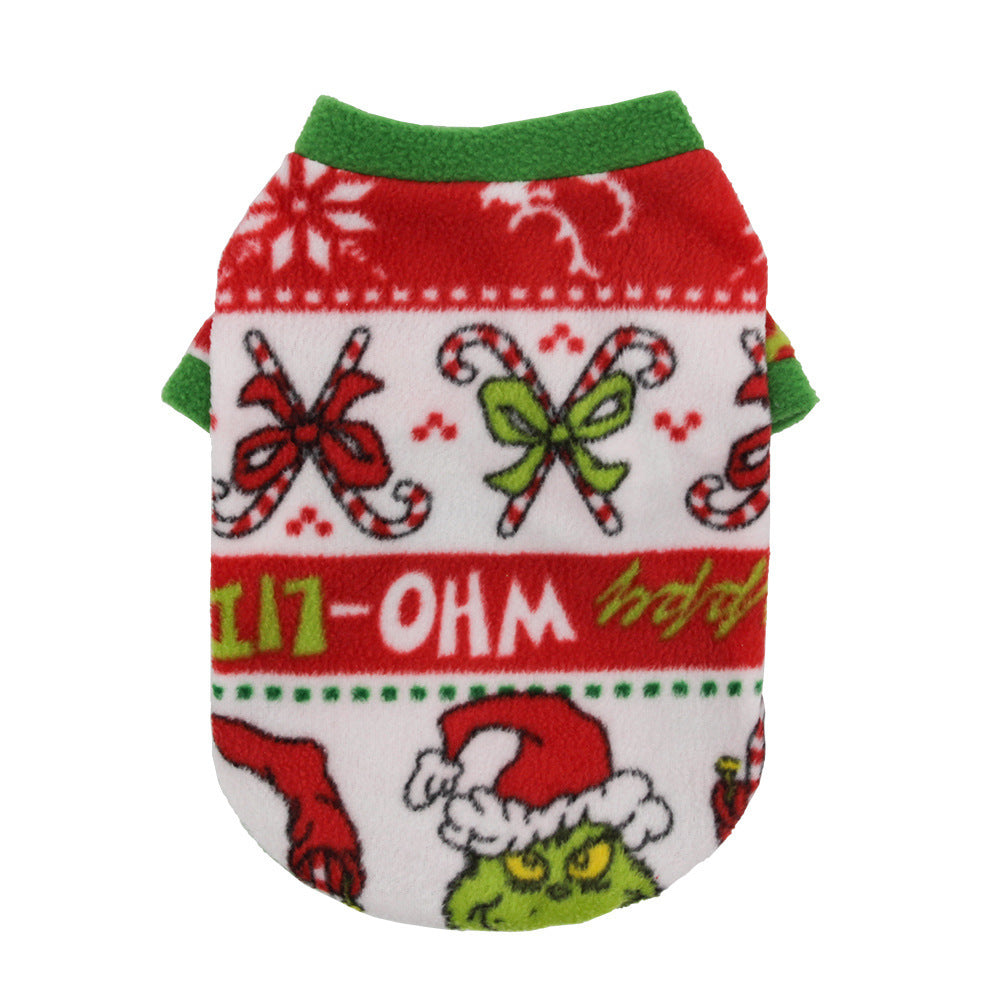 Warm Fleece Christmas Dog Sweater Holiday Dog Apparel Christmas cane / L christmas