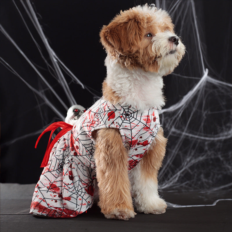 Halloween Personalized Bloodshot Spider Dog Skirt Clothes: Spooky Dog Costume Accessories