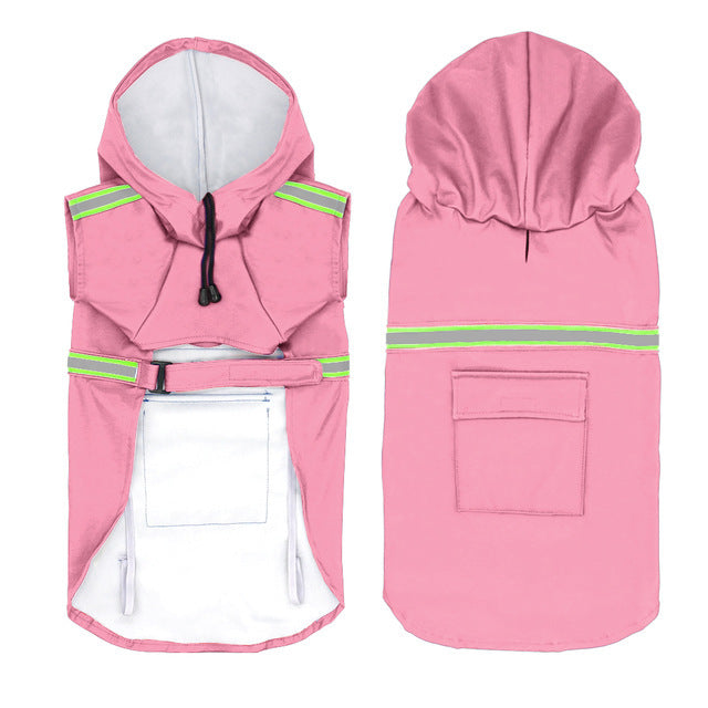 Waterproof Dog Raincoat: Reflective PU Dog Rain Jacket with Pockets - Pink / 2XL - Accessories