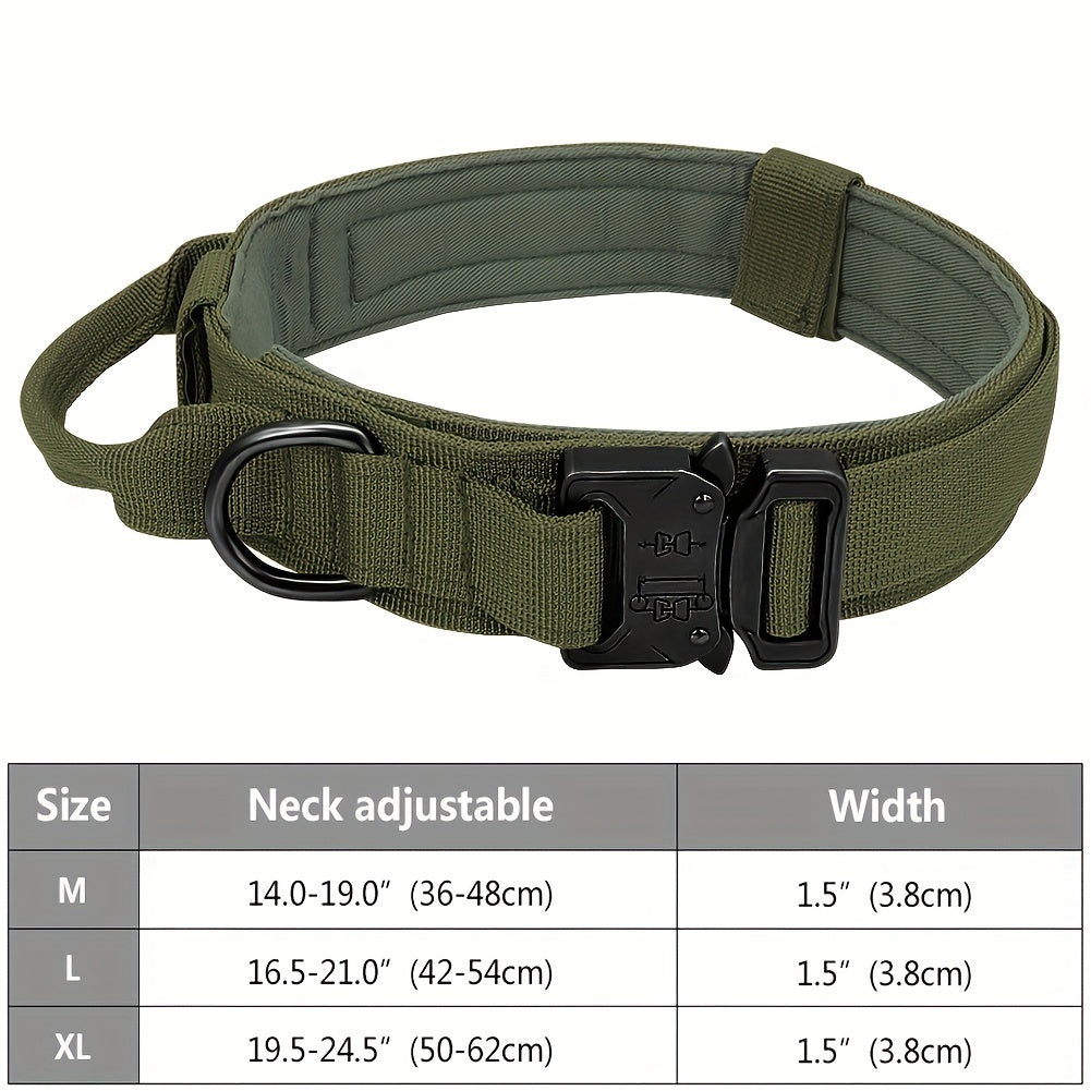 Heavy Duty Tactical Dog Collar with Control Handle | Collar For Medium And Large Dogs Green / L collar
