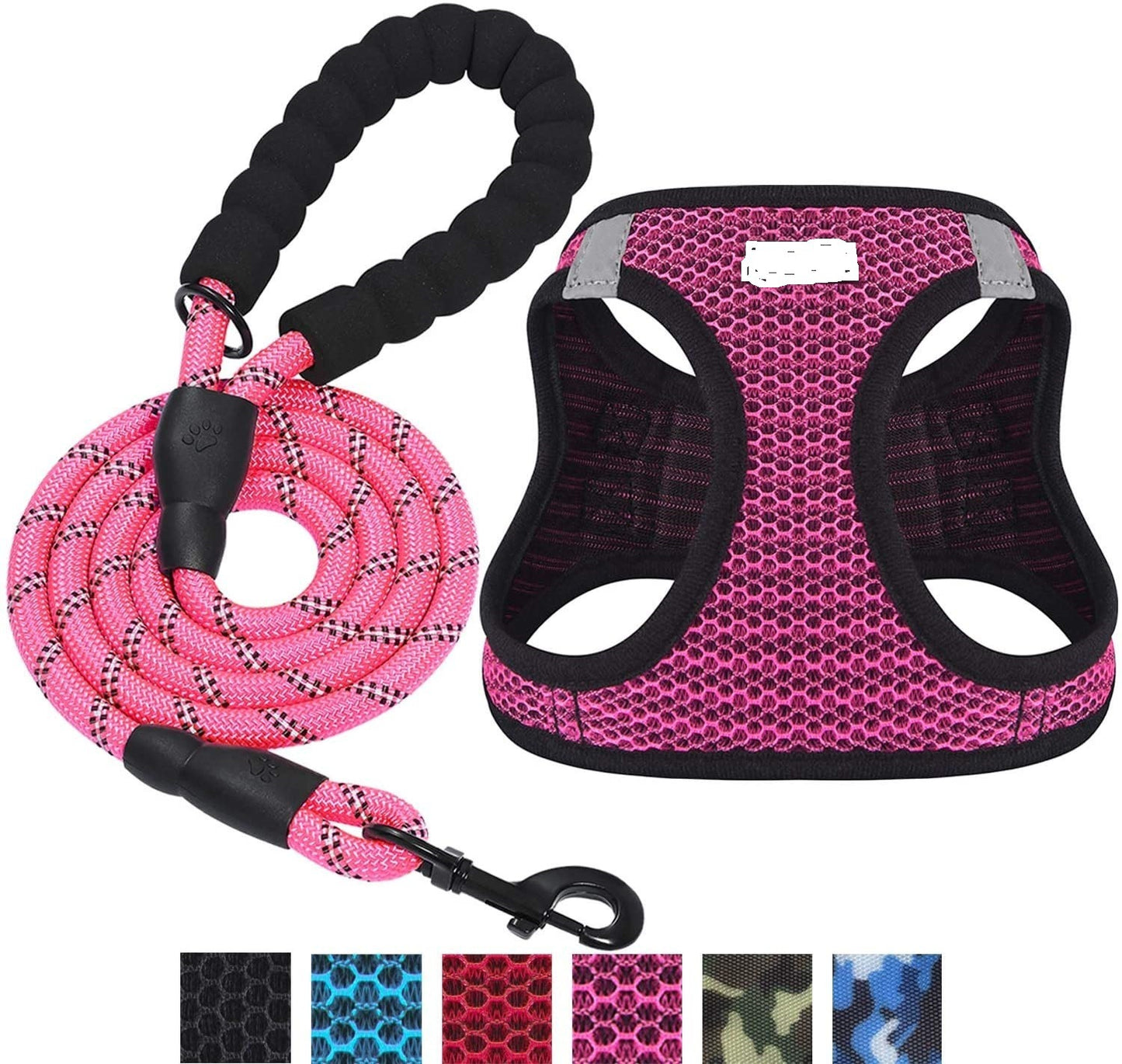 Reflective Nylon Dog Harness and Leash Set for Night Walks - Accessories