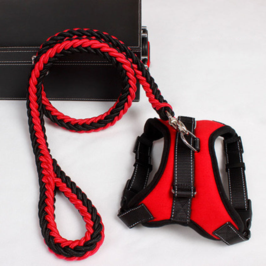 Adjustable Saddle Dog Harness And Leash: Breathable Chest Strap for Dog Walking - Red / L - Accessories